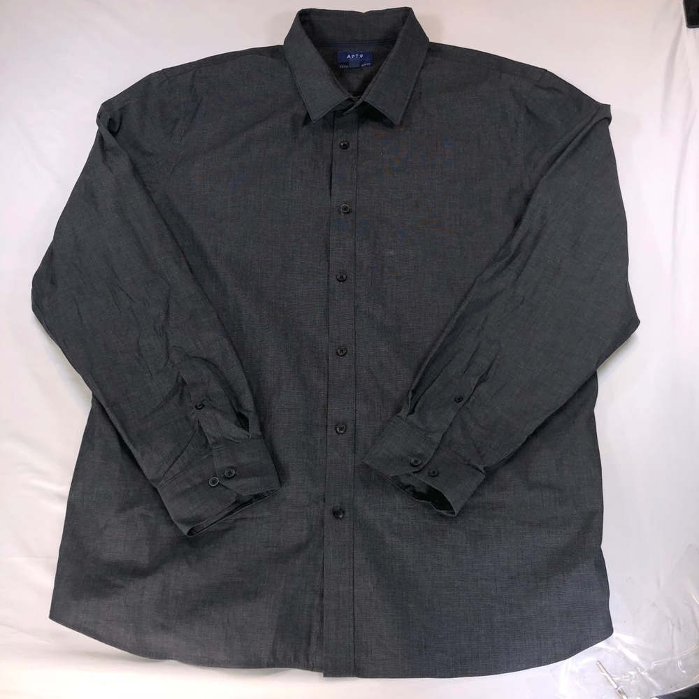 Apt 9 Premier Flex Slim Fit Shirt Mens XXL Gray Long Sleeve Button Down 01394